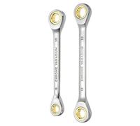 sourcing map 1 Set Double Box End Ratcheting Wrench 8 x 10mm / 12 x 13mm Metric 72 Tooth Ratchet Gear Spanner Tools CR-V Black Nickel Plating Dual Box End Ratcheting Wrench for Repairs