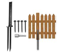 sourcing map 1 Set Fence Post Repair Kit, Steel Ground Spike Wood Post Anchors Support for Repairing Tilted Broken Fence Gate Post, Black