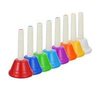 sourcing map 1 Set Hand Bells Set 8 Note Musical Diatonic Bells Colorful Musical Instrument for Musical Teaching Festival Church Chorus Family Birthday Wedding Party, White/Mixed Colors