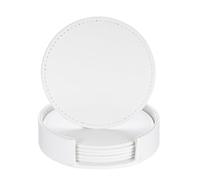 sourcing map 1 Set Leather Coasters for Drinks, Drink Coasters with Holder for Tabletop Protection, Home Decor and Housewarming Gifts, White