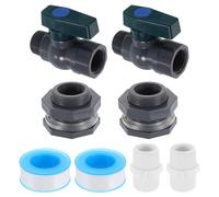 sourcing map 1 Set Rain Barrel Faucet Kit, Plastic Rain Barrel Spigot with 1" GHT Bulkhead Fitting, Garden Hose Adapter and Thread Seal Tape for Water Tank Aquarium, Grey