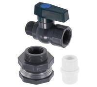 sourcing map 1 Set Rain Barrel Faucet Kit, Plastic Rain Barrel Spigot with 3/4" GHT Bulkhead Fitting, White Garden Hose Adapter for Water Tank Aquarium, Grey