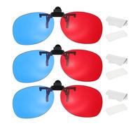 sourcing map 1 Set Red Blue/Cyan 3D Clip-on Glasses, Anaglyph 3D Viewing Glasses Hanging Frame Circular with Glass Case and Eyeglass Cloth for Movies Theater Games TV Photos Projector
