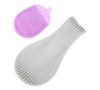 sourcing map 1 Set Silicone Spoon Rest for Stove Top, Silicone Spoon Holder for Cooking Spatula, Ladle, Brush Light Grey/Purple