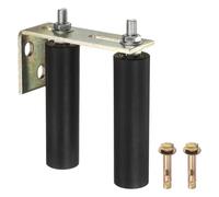 sourcing map 1 Set Slide Gate Guide Roller, 150mm L-Rear Post Bracket Nylon Rollers Gate, Adjustable Sliding Hardware Roller Kit for Sliding Grates Barn Rolling Door 40mm Dia, Black