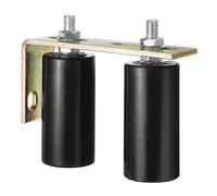 sourcing map 1 Set Slide Gate Guide Roller, 4" Nylon Rollers Gate Support Assembly with L-Rear Post Bracket, Universal Sealed Ball Bearing Rolling Gate Guider for Sliding Door, Black