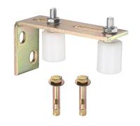 sourcing map 1 Set Slide Gate Guide Roller, 40mm L-Rear Post Bracket Nylon Rollers Gate, Adjustable Sliding Hardware Roller Kit for Sliding Grates Barn Rolling Door 32mm Dia, White