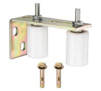 sourcing map 1 Set Slide Gate Guide Roller, 50mm L-Rear Post Bracket Nylon Rollers Gate, Adjustable Sliding Hardware Roller Kit for Sliding Grates Barn Rolling Door 40mm Dia, White