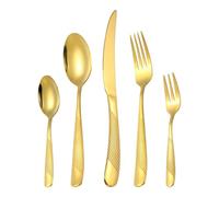 sourcing map 1 Set Stainless Steel Flatware Cutlery Set, Gold Silverware Set Includes Knife Spoons Forks for Home Kitchen Restaurant