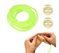 sourcing map 1 Set Stitch Stopper Kit 8mm x 3.3 Yards Met PVC Knitting Cords with 2-Hole Plastic Cord Locks for Barber Stitch Markers Knitting Needle Stoppers, Green Beige