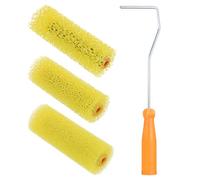 sourcing map 1 Set Textured Paint Roller Covers 4 Inch Mini Resilient Sponge Paint Roller Cover with Frames Set Textures Foam Drywall Texture Paint Rollers Reusable Paint Roller Kit