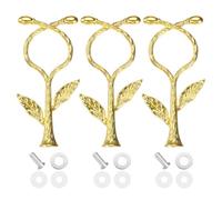 sourcing map 1-Tier Cake Tray Stand Handle 3 Set Metal Cake Stands Holder Cupcake Dessert Plate Hardware Fitting Holder Rod Stand Handle for Wedding Party Festival Cake Plate, Gold (Vine)