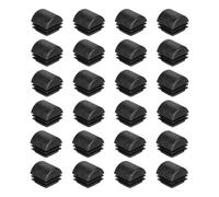 sourcing map 1 x 1 Inch Rectangle Plastic Plug, 24 Pcs White Pipe Tubing End Cap Plastic Plug Cap Insert Glide Insert for Metal Tubing Fence Table Chairs Furniture, Black