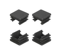 sourcing map 1 x 1 Inch Square Plastic Plug, 12 Pcs White Pipe Tubing End Cap Plastic Plug Cap Insert Glide Insert with Opening for Metal Tubing Fence Table Chairs Furniture, Black