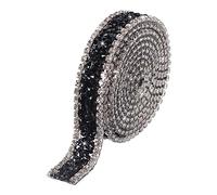 sourcing map 1 Yard 15mm Crystal Rhinestone Diamond Hotfix Ribbon Bling Rhinestones Trim Roll Stickers for DIY Wedding Bridal Dress, Sewing,Phone Decor Black