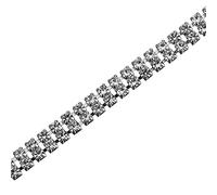 sourcing map 1 Yard 2 Rows 4mm Rhinestone Chain, 8mm Bling Crystal Close Claw Chain Trim for DIY Jewelry, Clothing, Bags, Shoe Decoration (Silver)