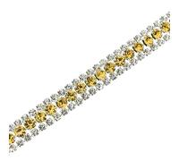 sourcing map 1 Yard 3 Rows Rhinestone Chain, 8.5mm Bling Crystal Close Claw Chain Trim for DIY Jewelry, Clothing, Bags, Shoe Decoration (Silver, Yellow, White)