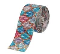 sourcing map 1 Yard 32mm Self Adhesive Crystal Rhinestone Diamond Ribbon for Arts & Crafts Project, Wedding Cakes, Birthday Decorations Colorful
