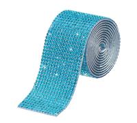 sourcing map 1 Yard 32mm Self Adhesive Crystal Rhinestone Diamond Ribbon for Arts & Crafts Project, Wedding Cakes, Birthday Decorations Lake Blue