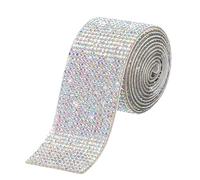 sourcing map 1 Yard 32mm Self Adhesive Crystal Rhinestone Diamond Ribbon for Arts & Crafts Project, Wedding Cakes, Birthday Decorations White,Colorful