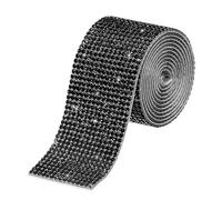 sourcing map 1 Yard 32mm Self Adhesive Crystal Rhinestone Diamond Ribbon for Arts & Crafts Project, Wedding Cakes, Birthday Decorations Black