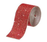sourcing map 1 Yard 32mm Self Adhesive Crystal Rhinestone Diamond Ribbon for Arts & Crafts Project, Wedding Cakes, Birthday Decorations Red