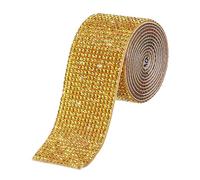 sourcing map 1 Yard 32mm Self Adhesive Crystal Rhinestone Diamond Ribbon for Arts & Crafts Project, Wedding Cakes, Birthday Decorations Gold