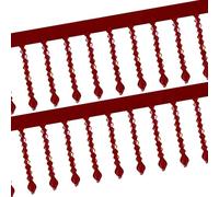 sourcing map 1 Yard Crystal Beaded Ribbon Fringe Trim, 2.4" Crystal Fringe Tassel Rhinestone Bead Trim Tassel for Curtain Lamp Shade Dress Clothes Wedding Decoration DIY, Dark Red