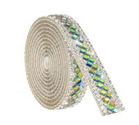 sourcing map 1 Yard Rhinestone Ribbon, 3mm x 3mm Self-Adhesive Crystal Rhinestone Strips, for Clothing DIY Arts Crafts Wedding Party Supplies Rainbow