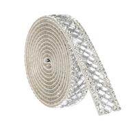 sourcing map 1 Yard Rhinestone Ribbon, 3mm x 3mm Self-Adhesive Crystal Rhinestone Strips, for Clothing DIY Arts Crafts Wedding Party Supplies White