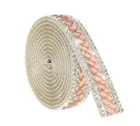 sourcing map 1 Yard Rhinestone Ribbon, 3mm x 3mm Self-Adhesive Crystal Rhinestone Strips, for Clothing DIY Arts Crafts Wedding Party Supplies Champagne