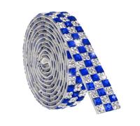 sourcing map 1 Yard Rhinestone Ribbon, 4mm x 4mm Self-Adhesive Crystal Rhinestone Strips, for Clothing DIY Arts Crafts Wedding Party Supplies Dark Blue