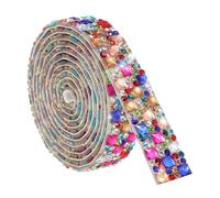 sourcing map 1 Yard Rhinestone Ribbon, 4mm x 4mm Self-Adhesive Crystal Rhinestone Strips, for Clothing DIY Arts Crafts Wedding Party Supplies Rainbow