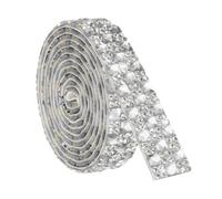 sourcing map 1 Yard Rhinestone Ribbon, 4mm x 4mm Self-Adhesive Crystal Rhinestone Strips, for Clothing DIY Arts Crafts Wedding Party Supplies White