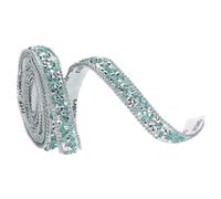 sourcing map 1 Yard x 0.39 Inch Crystal Rhinestone Ribbon, Self Adhesive Resin Crystal Trim Ribbon Strips Bling Artificial Gem Stone Beaded Applique for Clothing DIY Crafts, Lake Blue