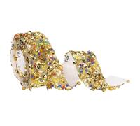 sourcing map 1 Yard x 0.79 Inch Crystal Rhinestone Ribbon, Self Adhesive Resin Crystal Trim Ribbon Strips Bling Artificial Gem Stone Beaded Applique for Clothing DIY Crafts, Gold
