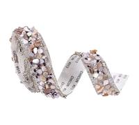 sourcing map 1 Yard x 0.79 Inch Crystal Rhinestone Ribbon, Self Adhesive Resin Crystal Trim Ribbon Strips Bling Artificial Gem Stone Beaded Applique for Clothing DIY Crafts, Brown Purple