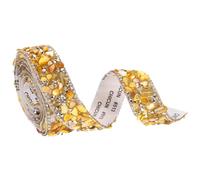 sourcing map 1 Yard x 0.79 Inch Crystal Rhinestone Ribbon, Self Adhesive Resin Crystal Trim Ribbon Strips Bling Artificial Gem Stone Beaded Applique for Clothing DIY Crafts, Yellow