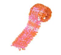 sourcing map 1 Yards 2 Inch Elastic Sequins Trim 5 Row Flat Sequin Strip Paillette Sequins Fabric Ribbon for Crafts DIY Sequin Fringe Sewing Orange