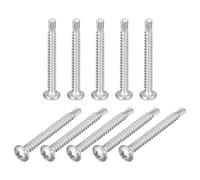 sourcing map #10-1-3/4" Self Drilling Screws, 60pcs 410 Stainless Steel Phillips Pan Head Self Tapping Screws for Wood Plastic