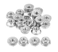 sourcing map #10-24 Serrated Flange Hex Lock Nuts, 25Pcs 304 Stainless Steel Non-Slip Hexagon Flange Nut, Full Thread, Bright Finish, Silver
