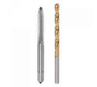 sourcing map 10-24 UNC Straight Flute Thread Tap and 3.9mm Twist Drill Bit Set, Titanium Plated 6542 High Speed Steel Drilling Bit Machine Threading Tap