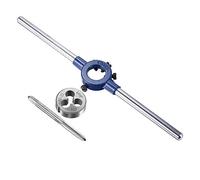 sourcing map 10-32 UNF Tap and Die Set with 20mm Round Die Stock Handle Wrench, High Speed Steel Machine Thread Tap and Round Die Threading Tool