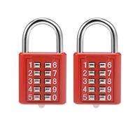 sourcing map 10-Digit Combination Padlock Push Button Locker Cabinet Lock Red 2Pcs