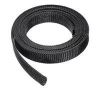 sourcing map 10 Ft - 1 Inch Expandable Braided Cable Sleeve, PET Cable Management Wire Sleeving Cord Protector, Wire Wrap Loom Tube for TV Computer Audio, Office Home Devices, Black