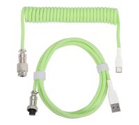 sourcing map 10 ft Coiled Keyboard Cable, Type-C to USB Aviation Cable with Durable Braided for Gaming Keyboard and Cellphone Green