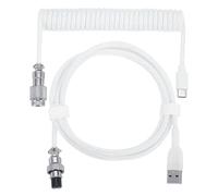 sourcing map 10 ft Coiled Keyboard Cable, Type-C to USB Aviation Cable with Durable Braided for Gaming Keyboard and Cellphone White