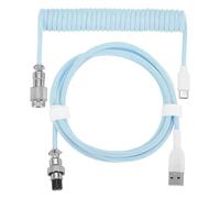 sourcing map 10 ft Coiled Keyboard Cable, Type-C to USB Aviation Cable with Durable Braided for Gaming Keyboard and Cellphone Blue