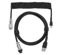 sourcing map 10 ft Coiled Keyboard Cable, Type-C to USB Detachable Aviation Cable with Durable Braided for Gaming Keyboard and Cellphone Black