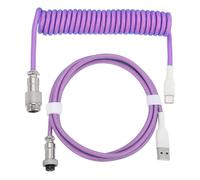 sourcing map 10 ft Coiled Keyboard Cable, Type-C to USB Detachable Aviation Cable with Durable Braided for Gaming Keyboard and Cellphone Purple